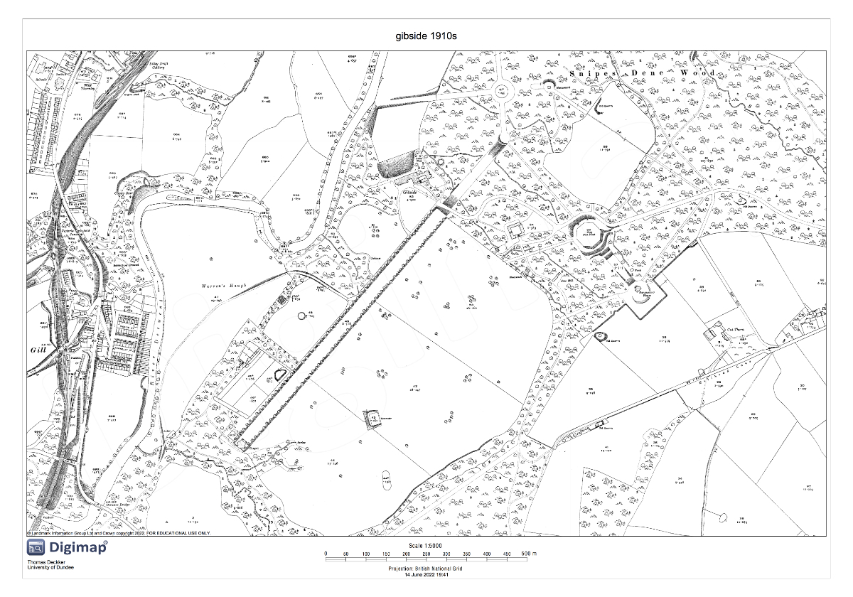 Ordnance Survey: Gibside, 1910s Crown Copyright 2022