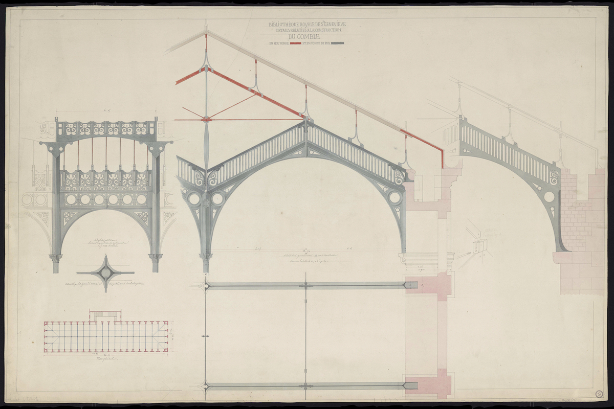 Henri Labrouste: design drawing for the Bibliothèque Sainte-Geneviève © Bibliothèque Nationale de France