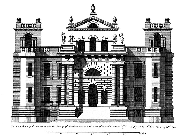 Sir John Vanbrugh: Seaton Delaval, Northumberland (1720–28) from Colen Campbell: Vitruvius Britannicus vol 3 (1725)